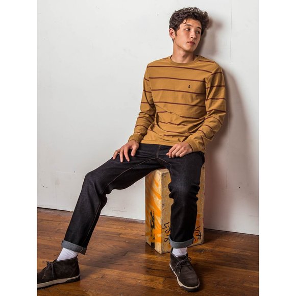 Volcom Crew Neck Long Sleeve Tee, Gold, Small - Picture 3 of 6